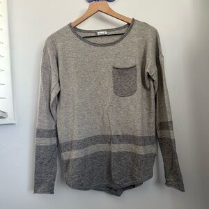 Smartwool Small Women’s Light Grey Sweater Relaxed Stripe Pocket Merino Wool